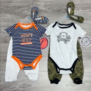 NWT Bundle of 2 Boys 3-6 Month 3 Piece Outfits Short Sleeve Bodysuit Pant Shoes